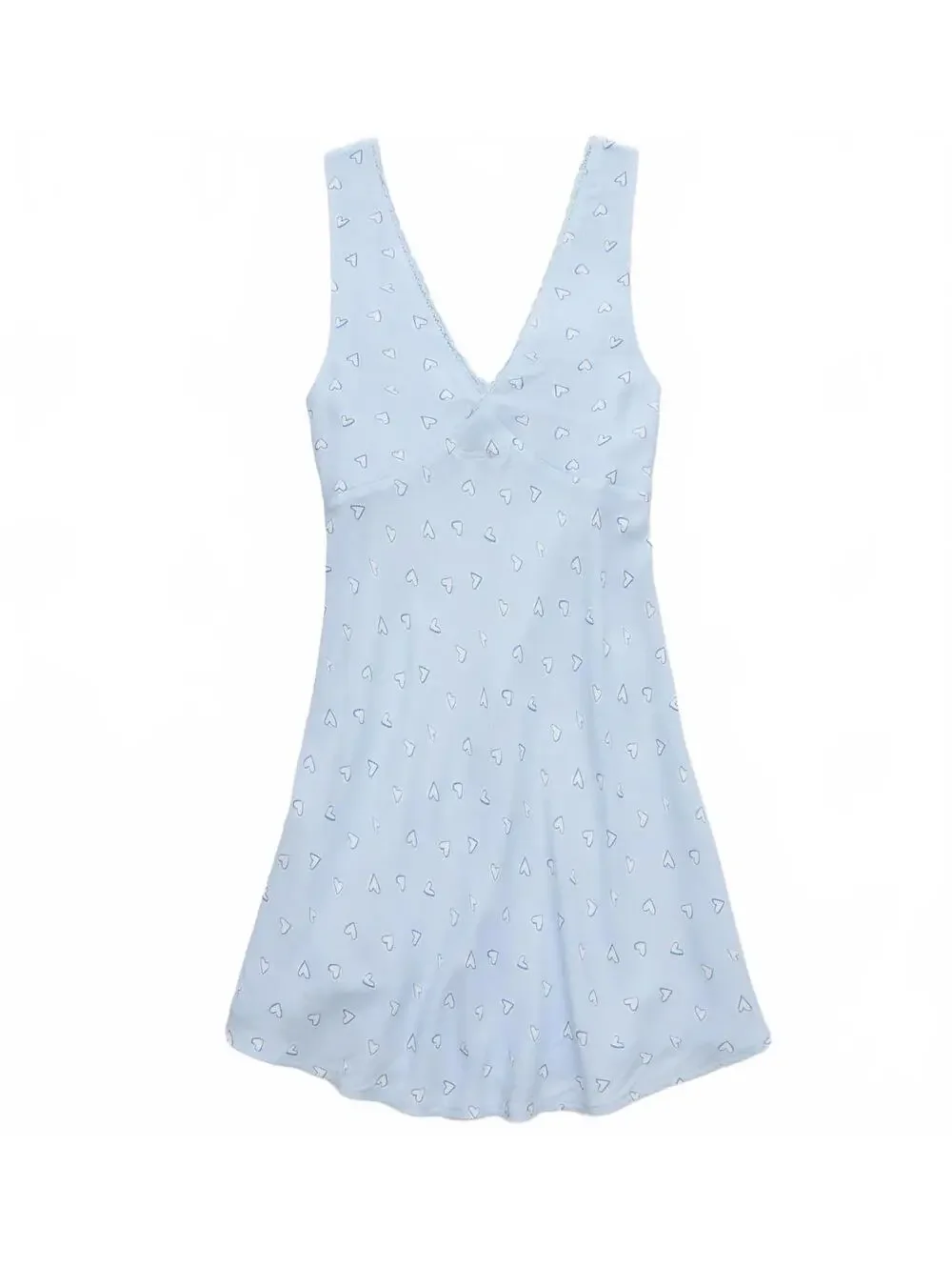 AE V-Neck Mini Slip Dress American Eagle NWT Blue White Hearts Size Large